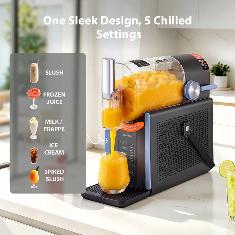NORDA 2L Slushie Machine Frozen Drink Maker Ice Cream Maker Countertop - Black Blue