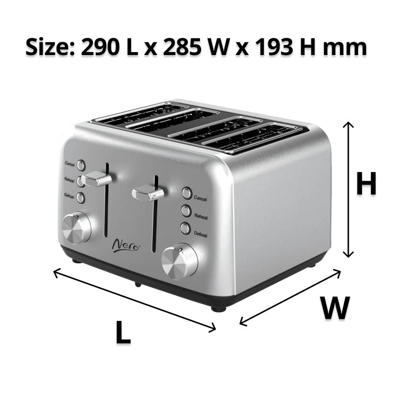 Nero Classic Stainless Steel Style Toaster 4 Slice
