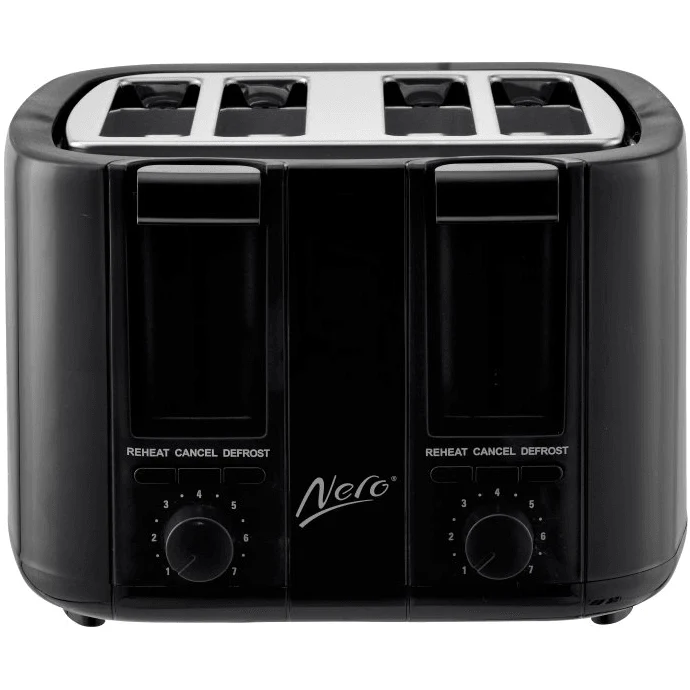 Nero Classic Black Toaster 4 Slice 7 Settings