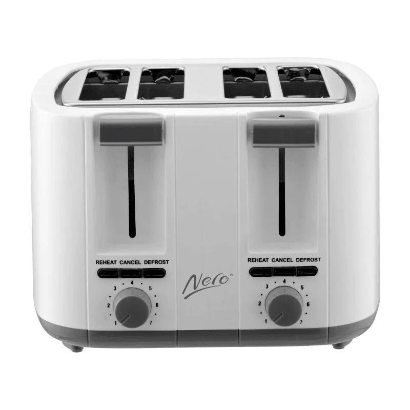 Nero Classic White Toaster 4 Slice Bread Sandwich