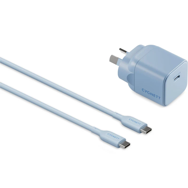 Cygnett Charge & Connect 40W Wall Charger with 1m C-C Cable (Blue)