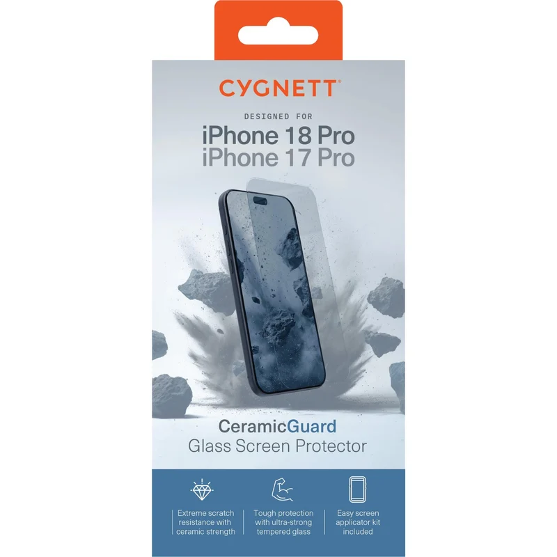 Cygnett CeramicGuard Glass Screen Protector for iPhone 18 Pro/17 Pro