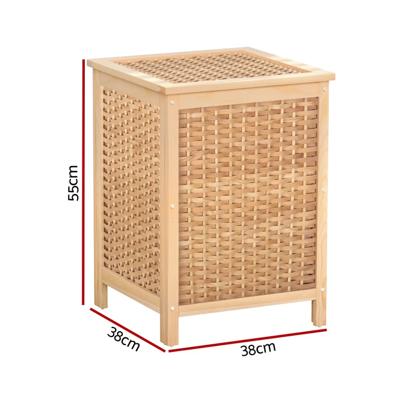 Artiss Laundry Hamper Wooden Bathroom Storage Cabinet