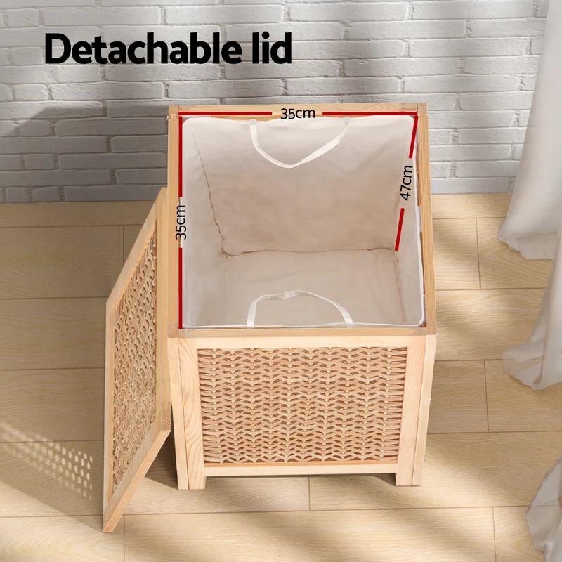 Artiss Laundry Hamper Wooden Bathroom Storage Cabinet