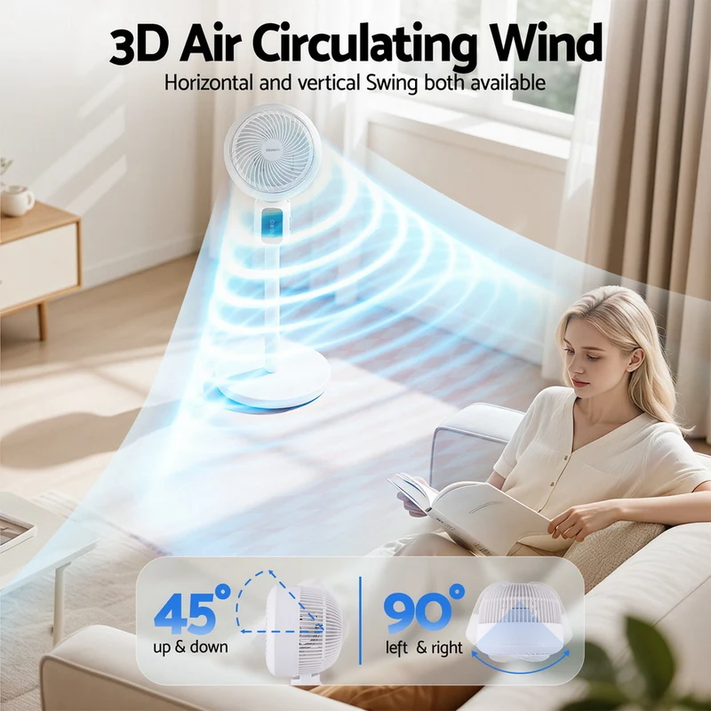 Devanti Pedestal Fan with Remote 3 Speed 12H Timer Height Adjustable Cooling Fan