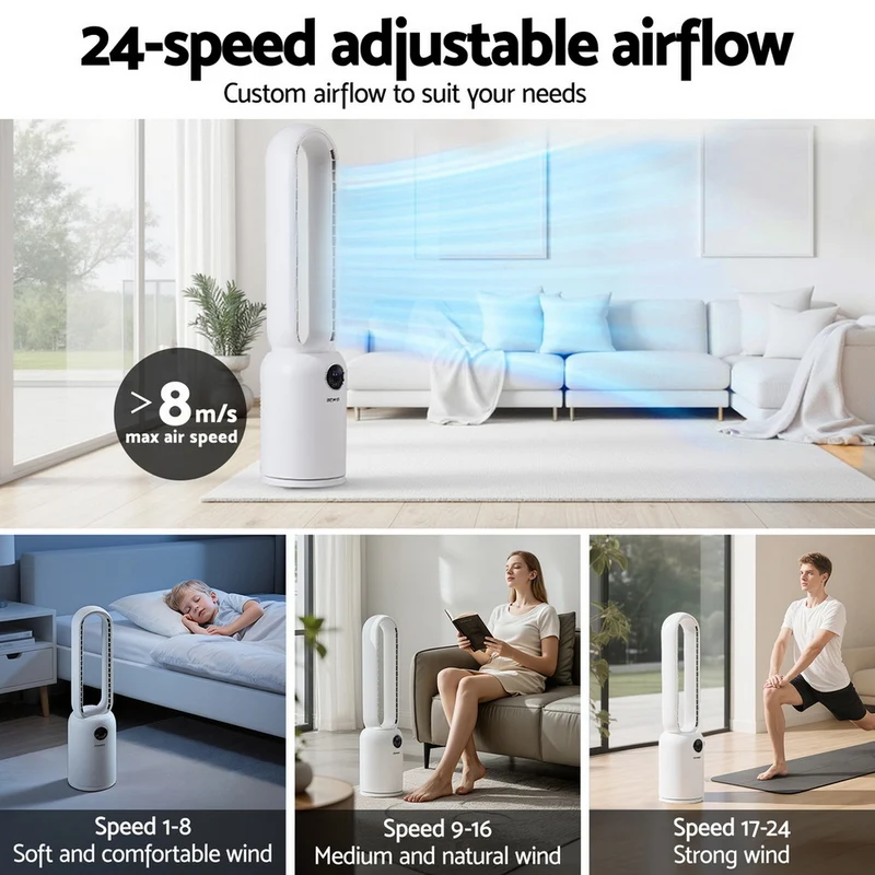 Devanti 2in1 Bladeless Fan Air Purification with Remote 88cm