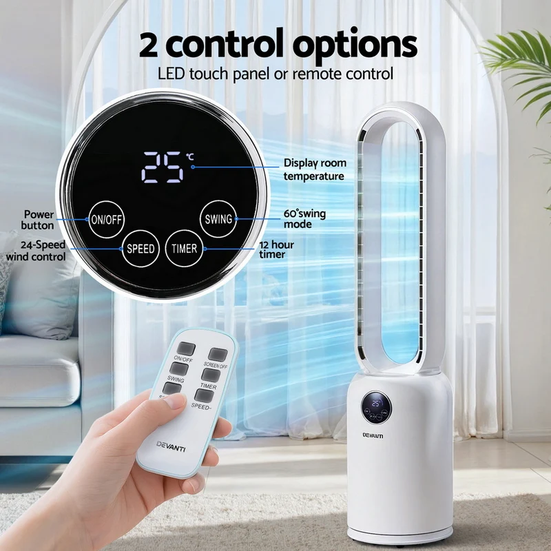 Devanti 2in1 Bladeless Fan Air Purification with Remote 88cm