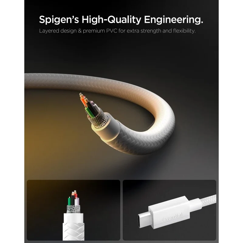Spigen USB A to USB C 60W 480Mbps EB6015AC 1.5M Cable (White)