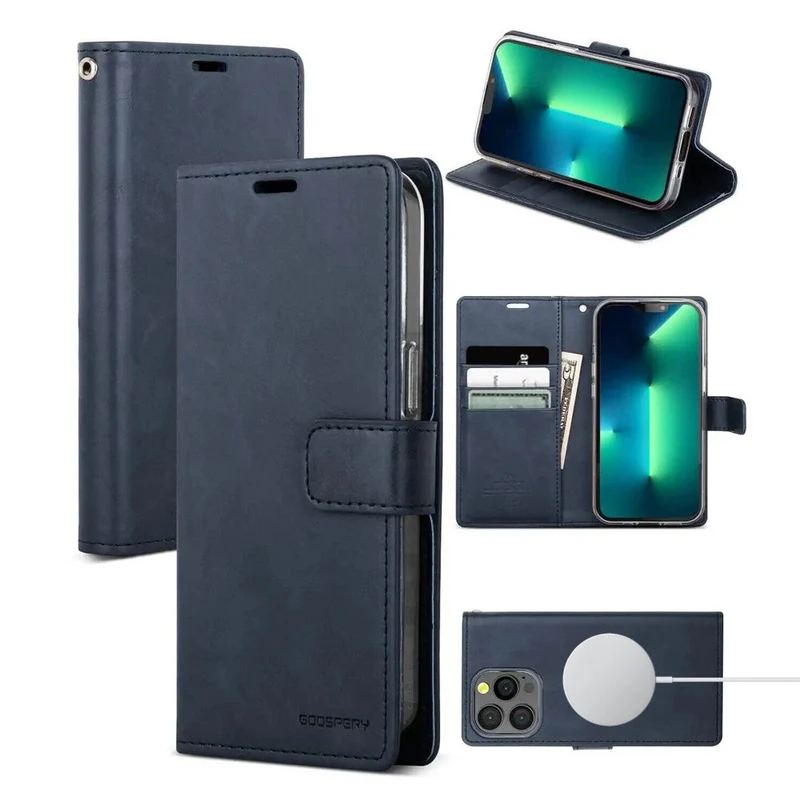 Goospery Bluemoon Diary Case for iPhone 16e with MagSafe (Navy)