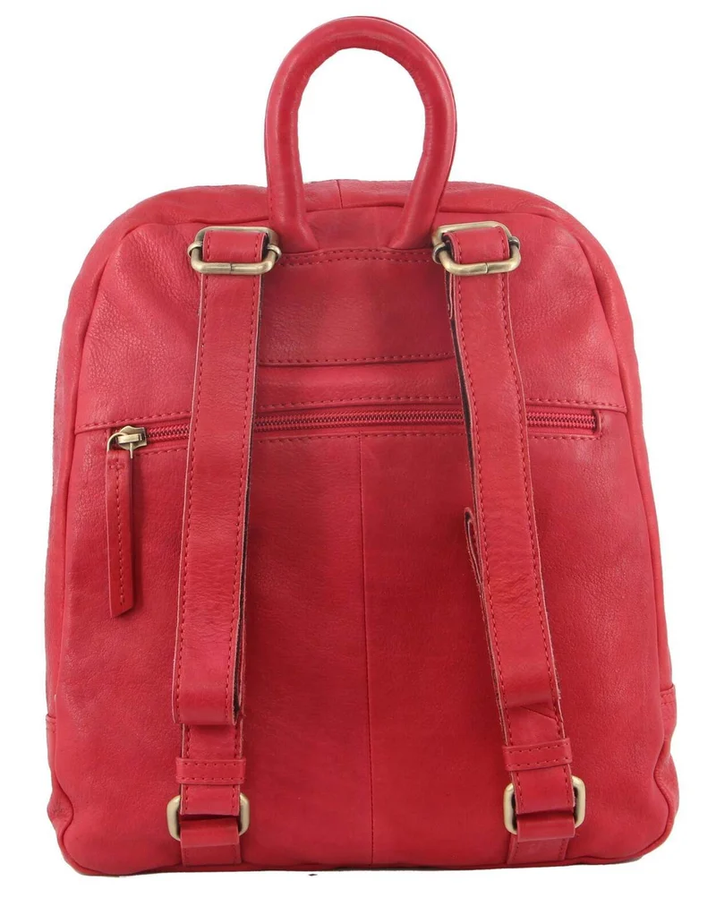 Pierre Cardin Womens Woven Leather Cross-Body Bags + Backpack 3PC Set (Red)