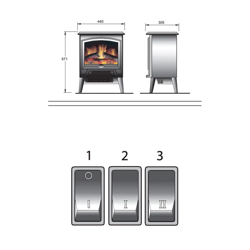 Dimplex Casper 2000W Optiflame LED Electric Fireplace Heater with Fire Effect