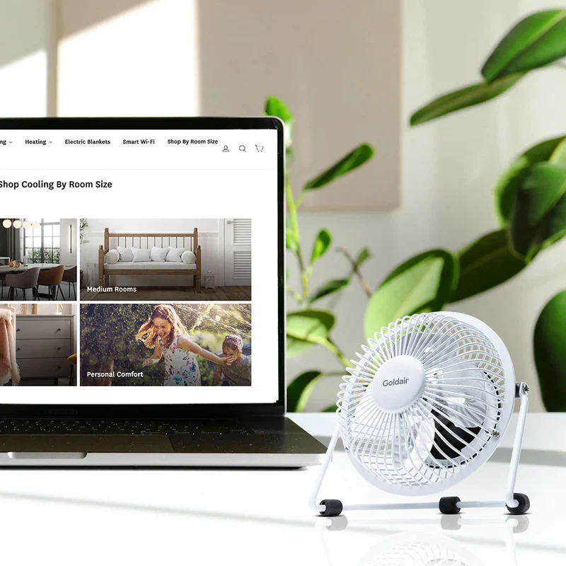 Goldair Select 15cm Portable 3W USB Table Fan Adjustable - White