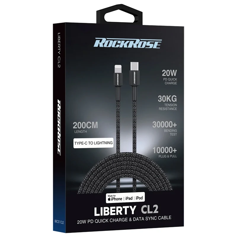 RockRose USB-C to Lightning MFi Cable 2m