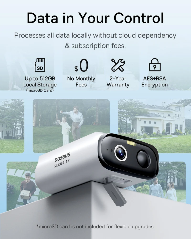 Baseus S1 Lite 2K Solar Security Camera with AI (White)