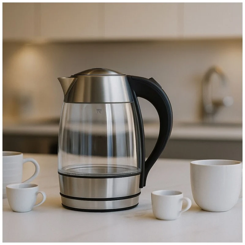 Kitchen Couture 1.7L double wall glass kettle with ThermoGuard Protection