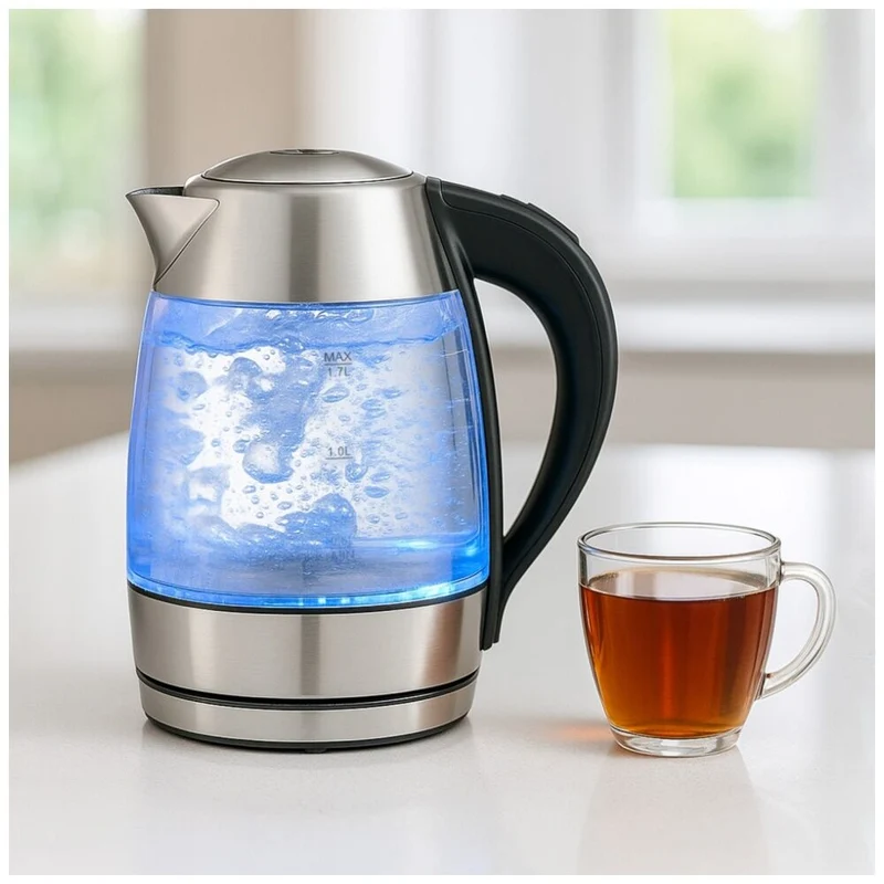 Kitchen Couture 1.7L double wall glass kettle with ThermoGuard Protection