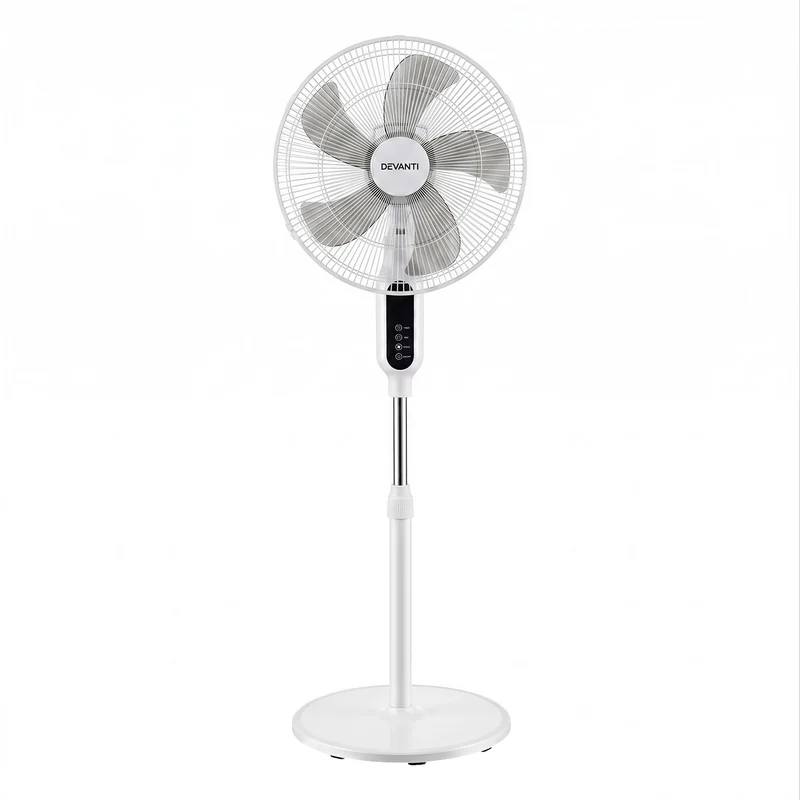 DEVANTI 16" Pedestal Fan with Remote 3 Speeds 8H Timer, White