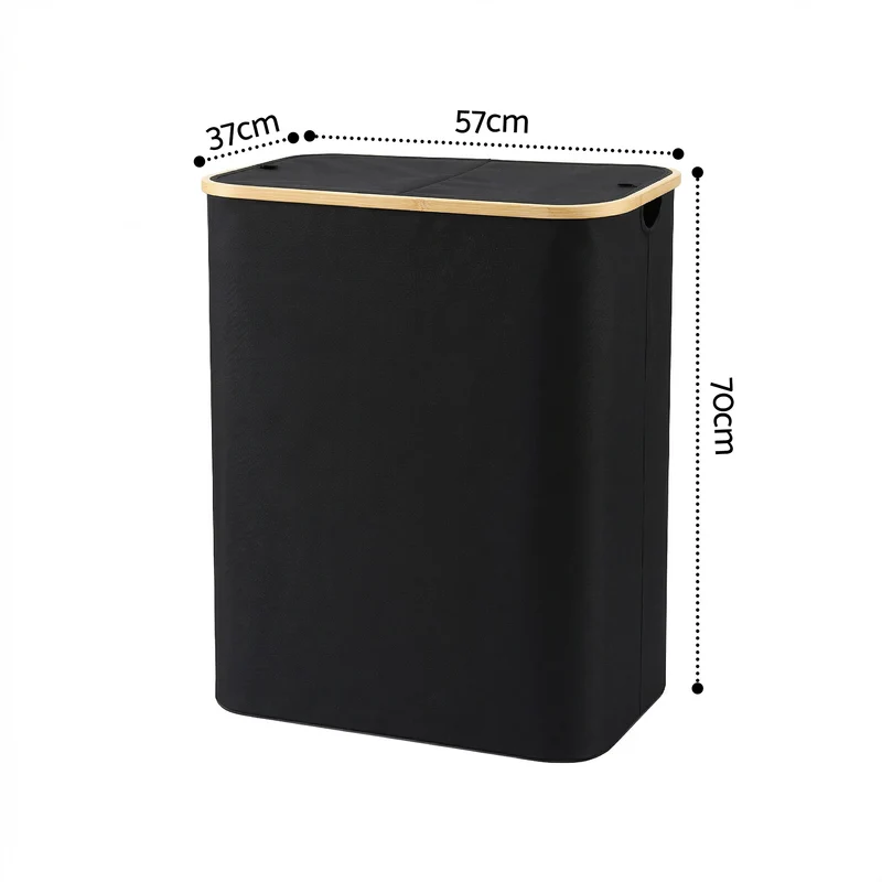 Artiss 2 Sections Laundry Basket with Removable Bags Foldable Black 150L