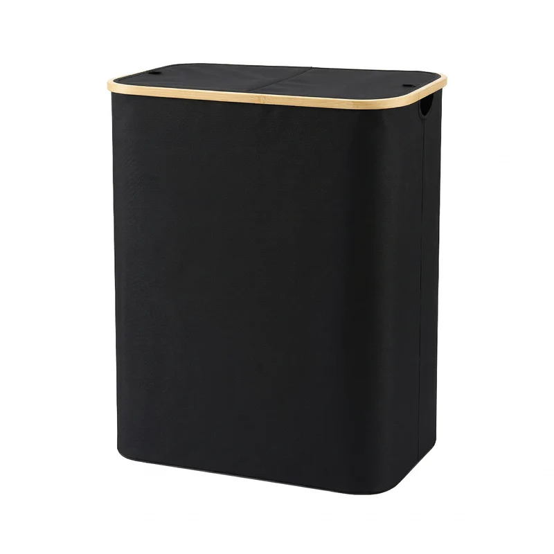 Artiss 2 Sections Laundry Basket with Removable Bags Foldable Black 150L