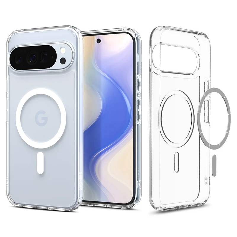 Spigen Google Pixel 10 Pro XL Ultra Hybrid (MagFit) Case (Clear Case / White Ring)