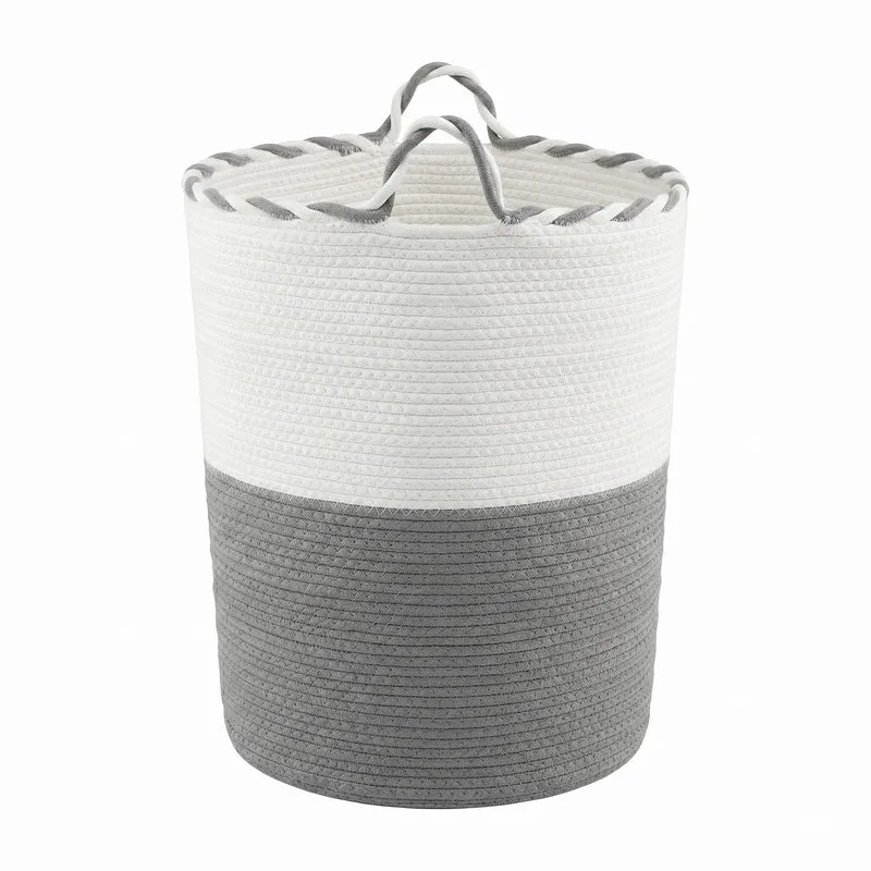 Artiss Woven Laundry Basket with Handles Foldable (White/Grey)