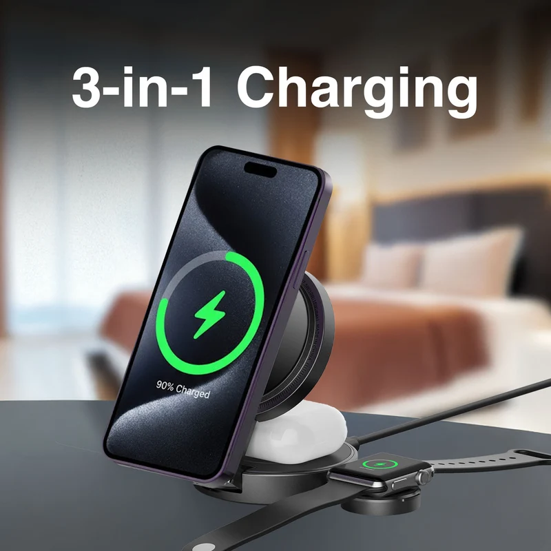 Laser 3 in 1 Foldable Wireless Charging Stand