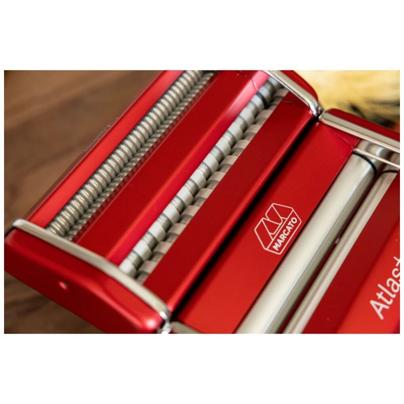 Marcato Atlas Plus Pasta Machine Stainless Steel with 4 Shape Settings (Red)
