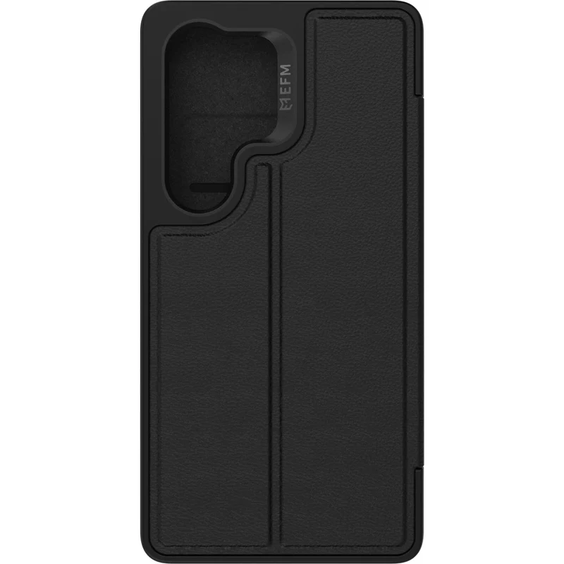 EFM Monaco Vegan Leather Wallet Case with D3O BIO for Galaxy S25 Ultra (Black)