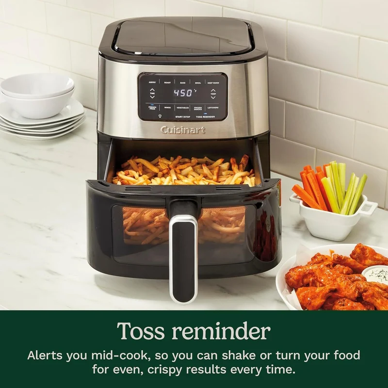 Cuisinart AirView 5.6L Air Fryer 1800W 5 Functions Viewing Window in Silver