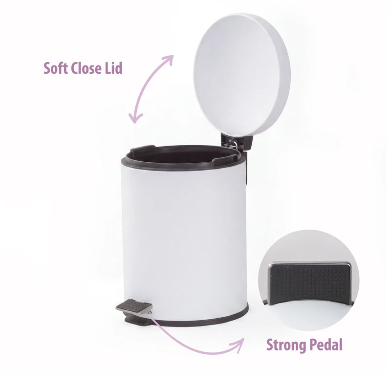 Hacienda 6L Compact Pedal Bin with Stainless Steel and Plastic Construction