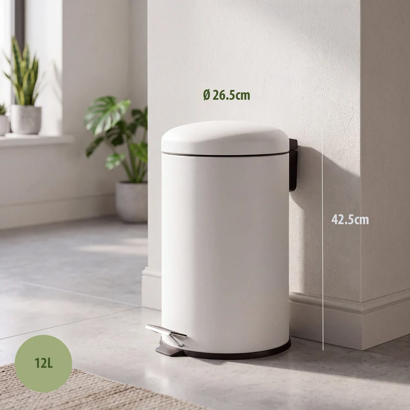 Hacienda 12L Pedal Bin with Stainless Steel and Plastic Construction