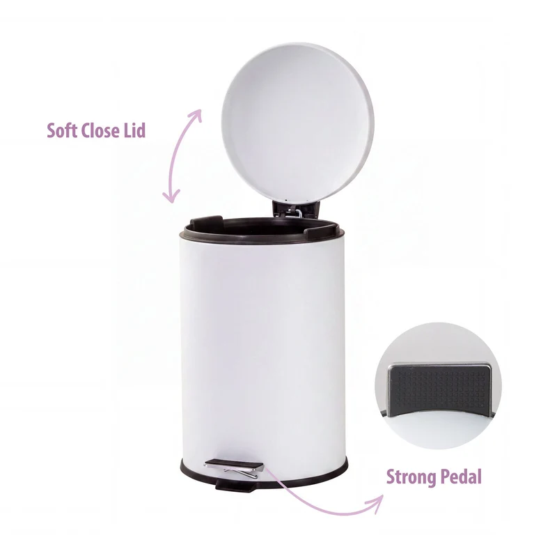 Hacienda 12L Pedal Bin with Stainless Steel and Plastic Construction