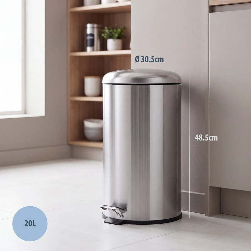 Hacienda 20L Pedal Bin with Stainless Steel and Plastic Construction