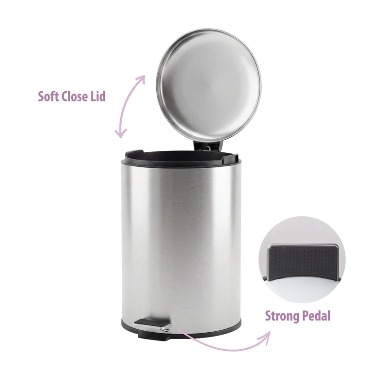 Hacienda 20L Pedal Bin with Stainless Steel and Plastic Construction