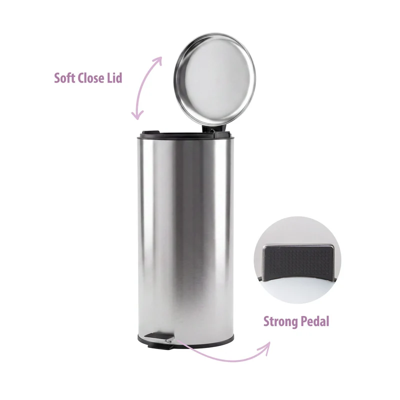 Hacienda 30L Pedal Bin with Stainless Steel and Plastic Construction