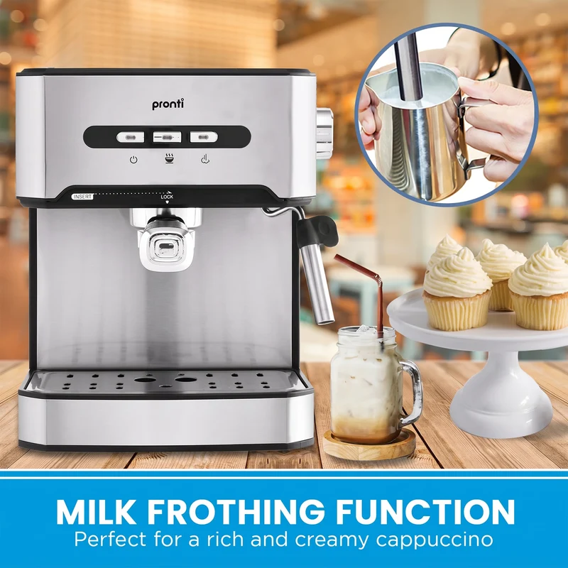 Pronti 1.6L Automatic Coffee Espresso Machine with Steam Frother