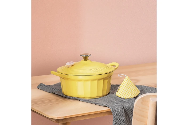 BUYDEEM CP551 Enameled Cast Iron Dutch Oven – 3.9L (Yellow)