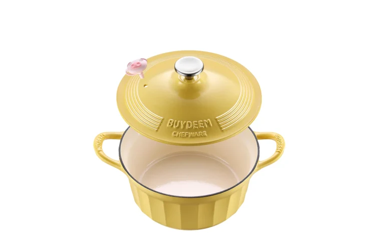BUYDEEM CP551 Enameled Cast Iron Dutch Oven – 3.9L (Yellow)