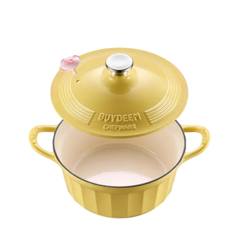 BUYDEEM CP551 Enameled Cast Iron Dutch Oven – 3.9L (Yellow)
