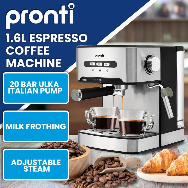 Pronti Toaster, Kettle & Coffee Machine Stainless Steel Breakfast Set (White)