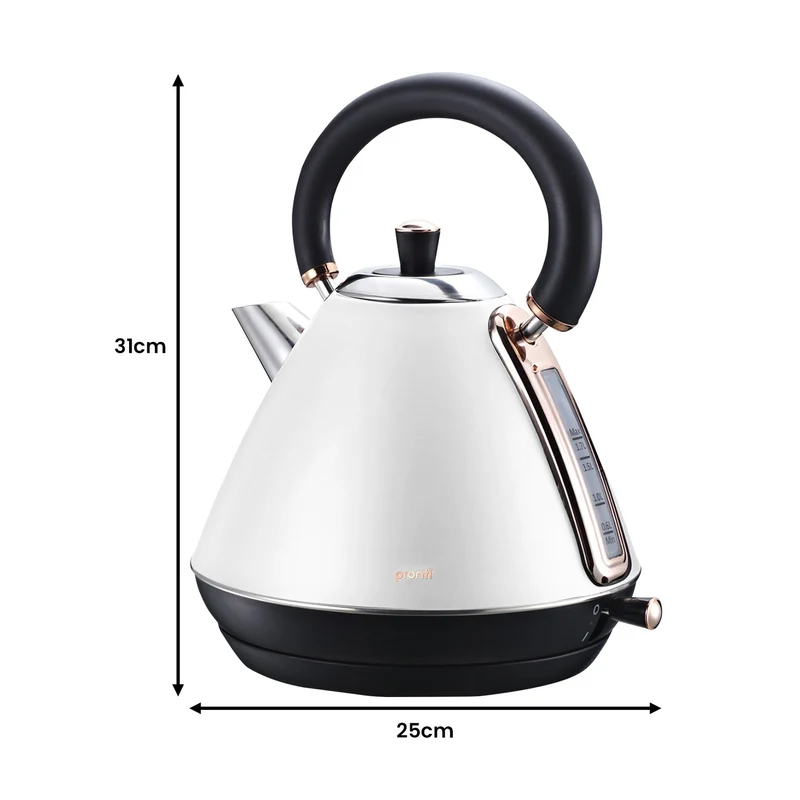 Pronti Toaster, Kettle & Coffee Machine Stainless Steel Breakfast Set (White)