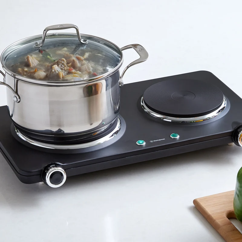 Westinghouse Electric 2250W Portable Double Solid Hotplate (Black)