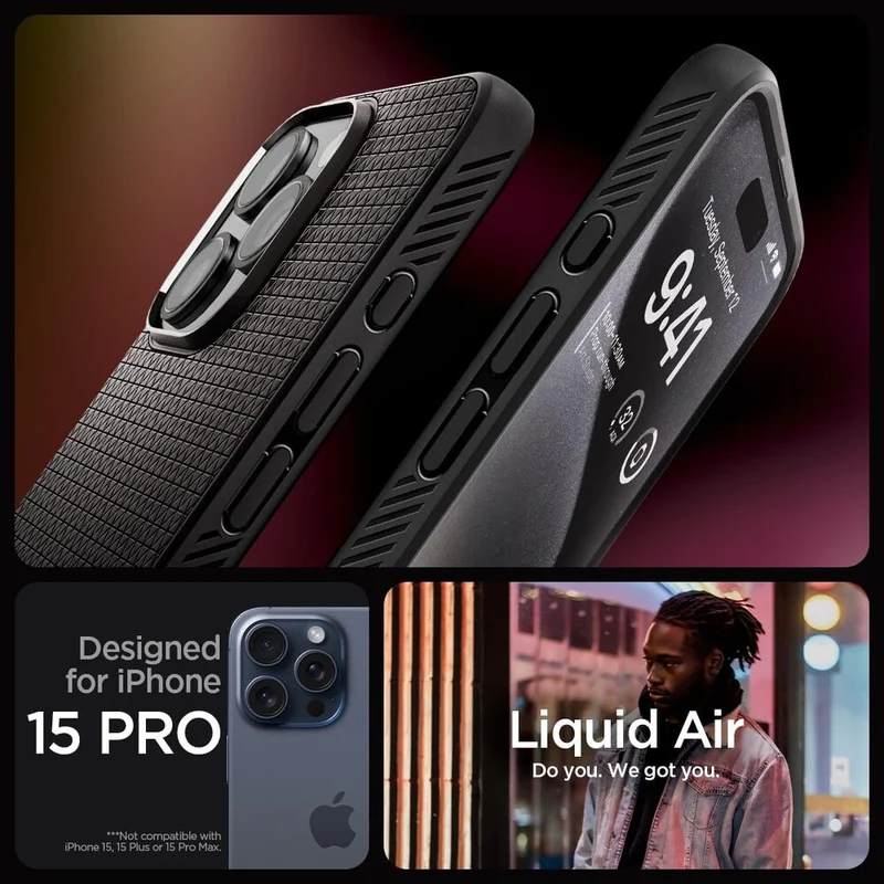 Spigen Apple iPhone 15 Pro Liquid Air Case - Black