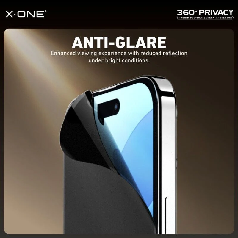 X.One [360 Privacy] Hybrid Polymer Impact Screen Protector iPh-16 Pro Max / 17 Pro Max [Privacy] - Clear
