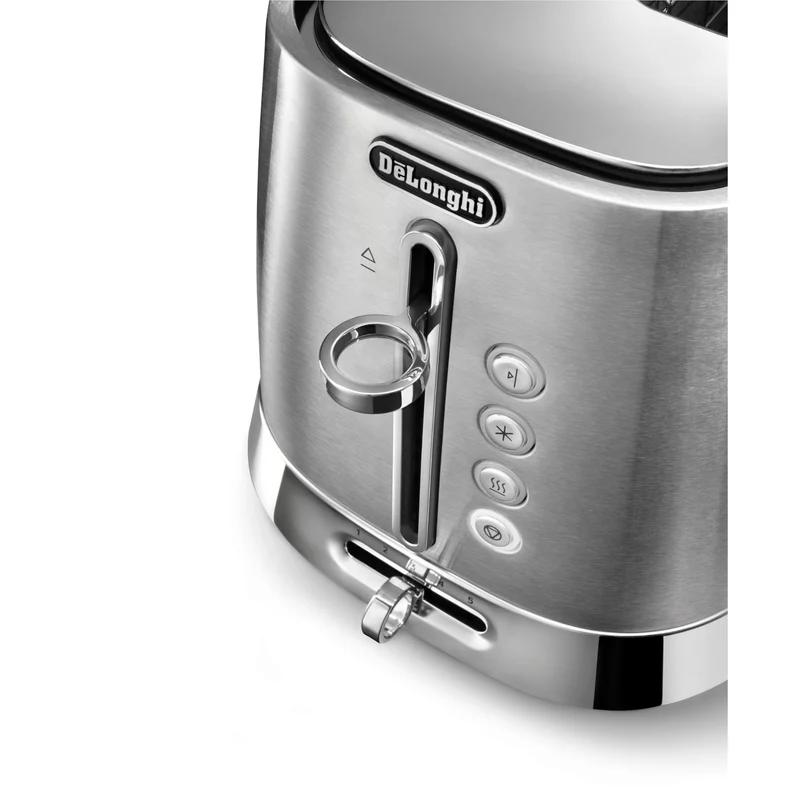 De'Longhi Diadema 2 Slice Long Slot Toaster (Platinum)