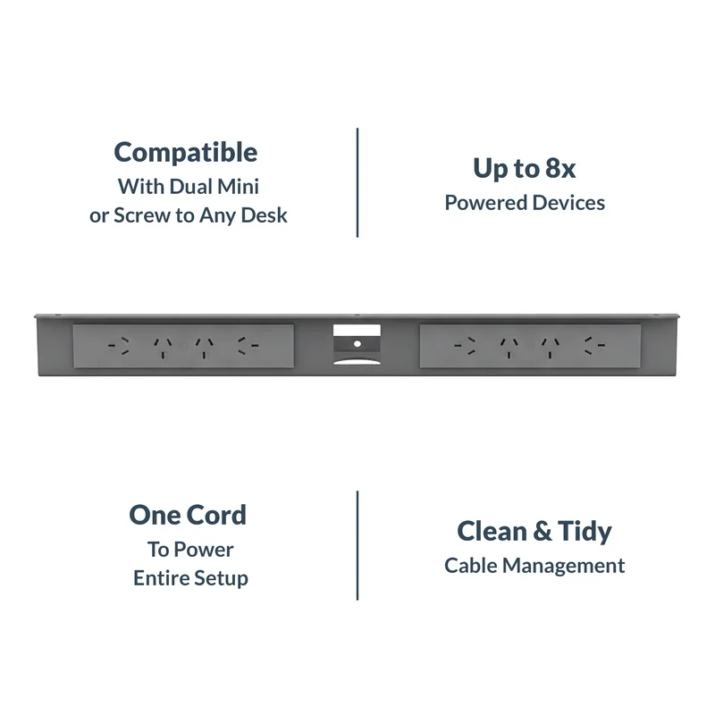 Desky Mini Cable and Power Tray 8-Plug (Black)