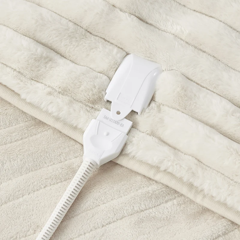 Dreamaker Chunky Embossed Fleece Electric Heated Throw Blanket [180x200cm] (Natural)