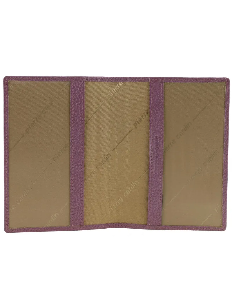 Pierre Cardin Leather Passport Holder/Cover Protected RFID Wallet Pearl
