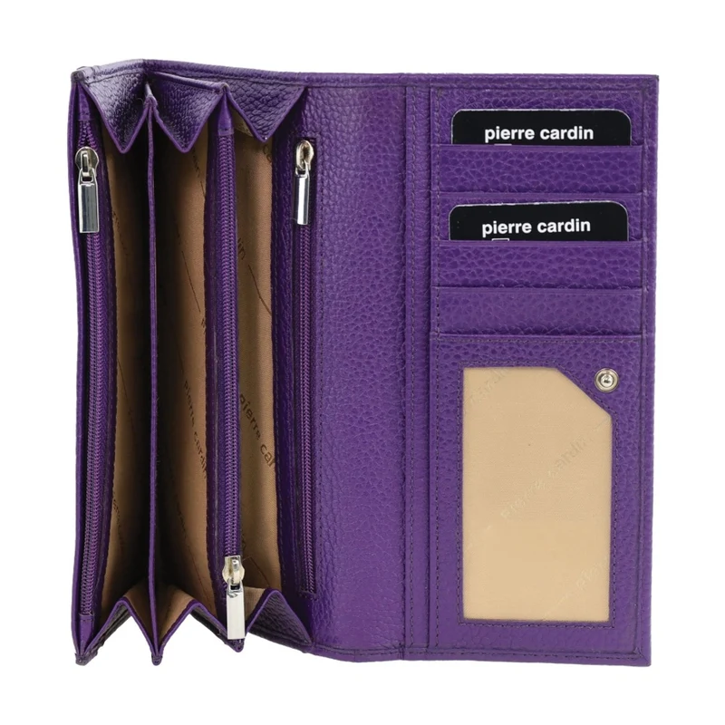 Pierre Cardin Women's Rustic Leather Protected RFID Wallet 19cm Purple