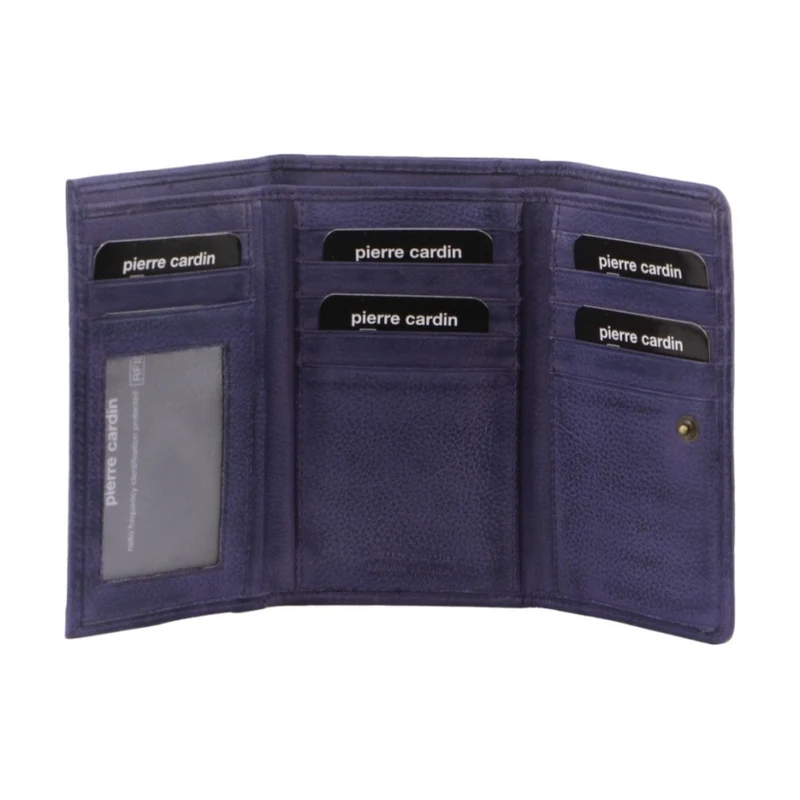 Pierre Cardin Women's Leather Tri-Fold Protected RFID Wallet Purple 14cm